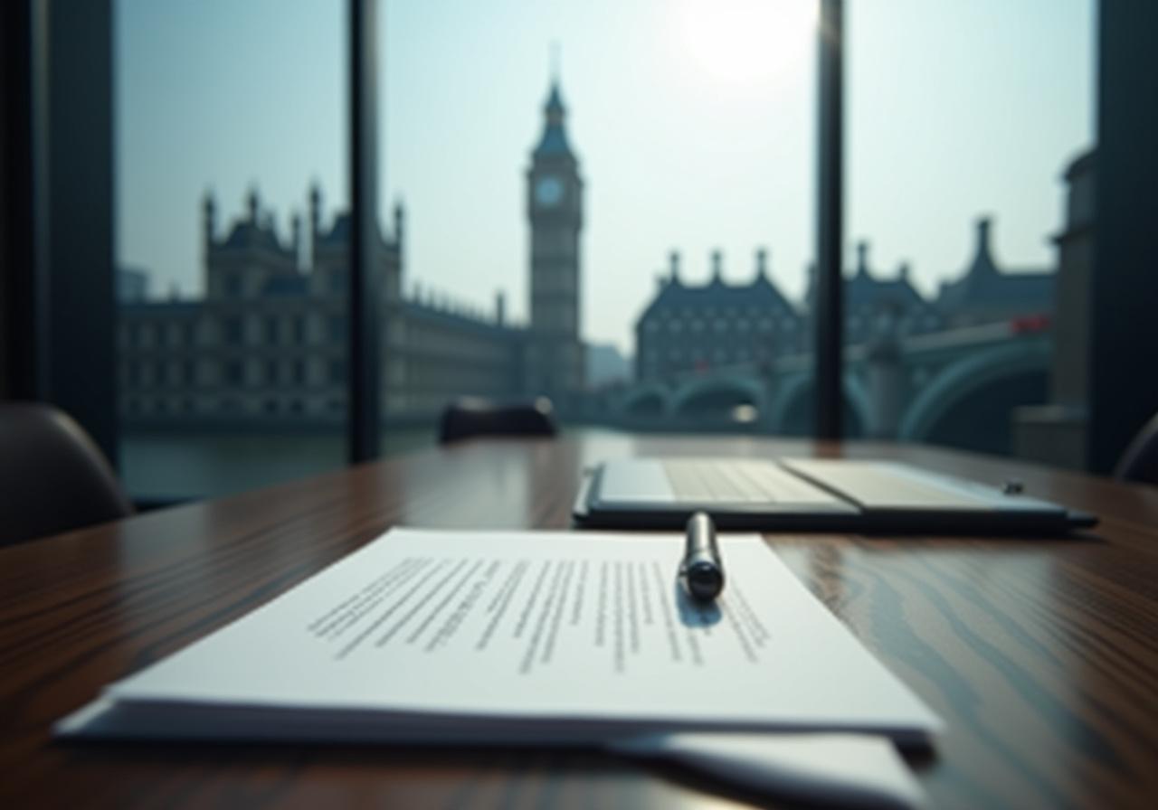 Professional legal consultation with London architectural view